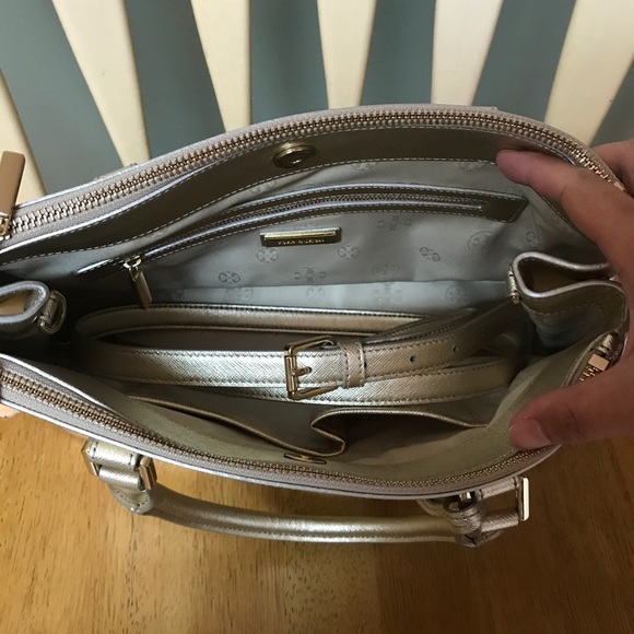 EUC Tory Burch Metallic Robinson Mini Double Zip - Picture 4 of 8